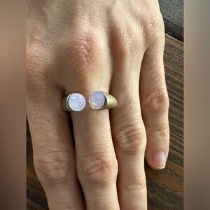 Twin flame pink stone ring